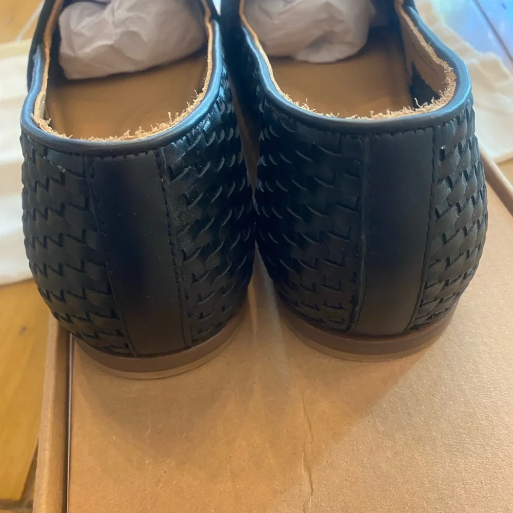 Men’s Black Leather Alejandro Nisolo Slip On Woven Loafers New Size 11 in box